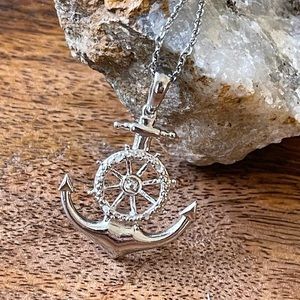 Silver Anchor & Ship's Wheel Necklace
